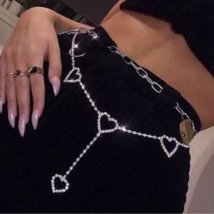 Rhinestone Heart Body Chain
